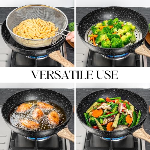 12 Inch Wok Set (Black / 12 Inch)