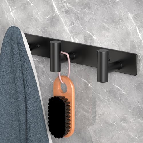 Wall Mounted Coat Rack (Black / 3 "T" Hooks, 1PACK)
