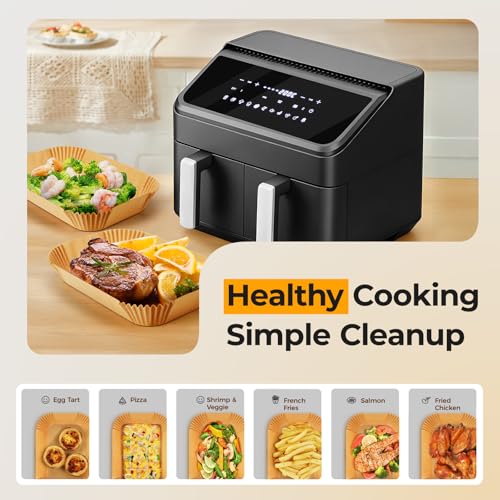 125Pcs Air Fryer Liners Disposable for Dual Basket 8x5.5 Inch Rectangle (8*5.5"Rectangle)