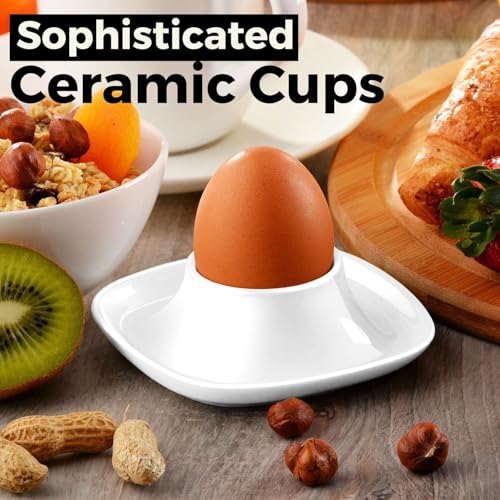 Soft Boiled Egg Cups (4 Pack / Square Style, White)