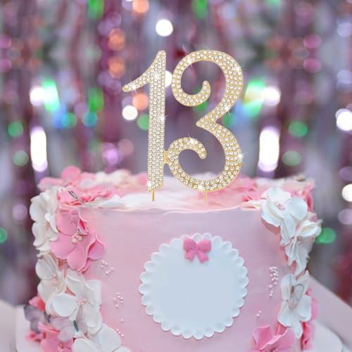 13th Birthday Cake Topper Gold Number 13 Cake Decorations for Birthday Party Anniversary Decoration (13)