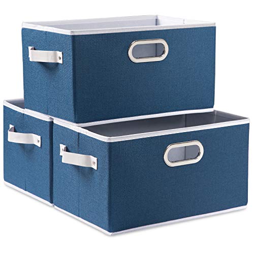 Large Collapsible Storage Baskets for Closet [3 (Royal Blue / Large(3-Pack))