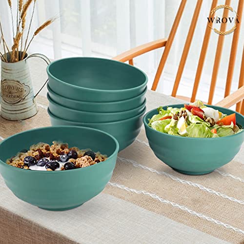 Wheat Straw Bowls Set 60 OZ Unbreakable Large Cereal Bowls Set of 6 Microwave and Dishwasher Safe Bowls Big Bowls for Dorm and Apartment BPA Free Soup Bowl for Serving Oatmeal and Salad (60 oz / Green)