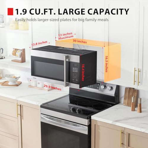 Over-the-Range Microwave Oven, 1.9 Cu.Ft, 1000W, Stainless Steel (Over the Range-1.9 Cu.Ft.)