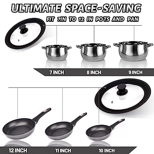 Tempered Glass Lid Set of 2 (Fit 7" to 12" Cookware (2 Pcs))