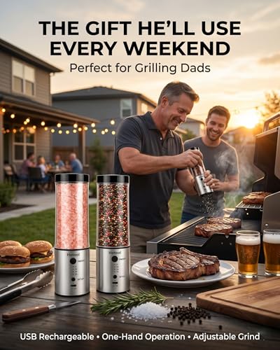 8oz Rechargeable Electric Salt and Pepper Grinder Set