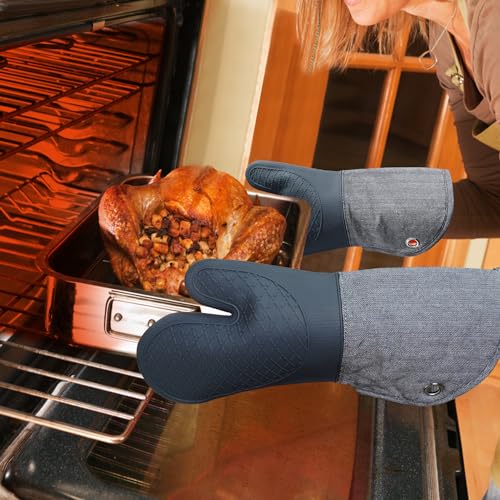 Professional Microwave Silicone Oven Mitts one Pair (Oven mitts / Gray Oven Mitts)