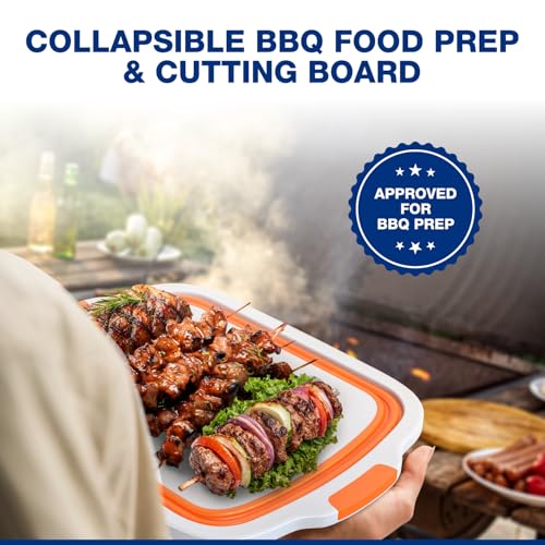 2 Pack XL Collapsible BBQ Prep Tub with Built (Orange)