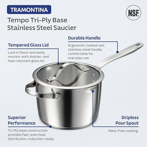 Tempo Tri Ply Base Stainless Steel 4 (Sauce Pan / 4 Quarts)