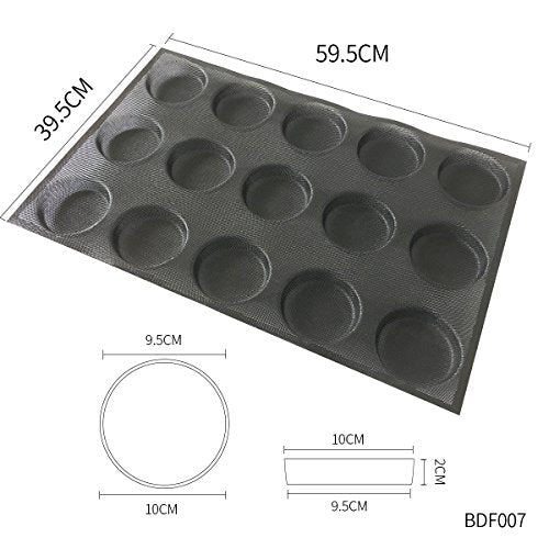 Silicone Hamburger Bread Forms Round Shape Bread Tray Silicone Perforated Silicone Bakery Molds Crusty Bread Bakeware (15 Caves 4" Round Shape)