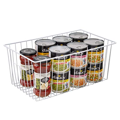 16inch Freezer Wire Storage Organizer Baskets (White)