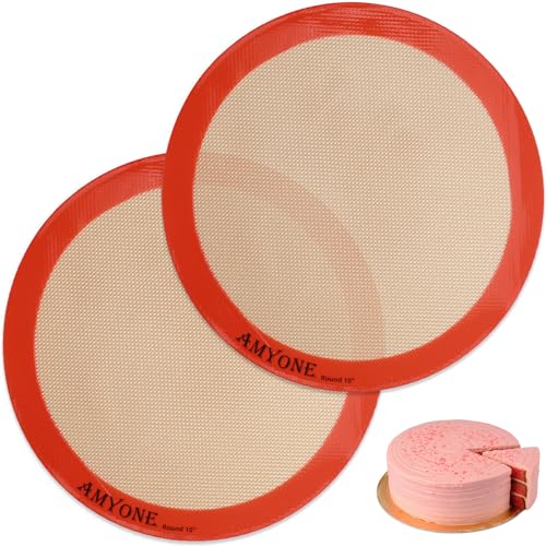 Round Silicone Baking Mats for 10 inch Cake Pan (Bright Orange / 10"L x 10"W)