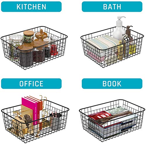 Metal Black Large Wire Basket Food Storage Organizer (Black / 4--Large)