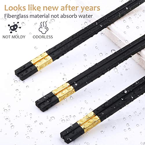 10 Pairs Fiberglass Chopsticks (Gold-10 Pairs)
