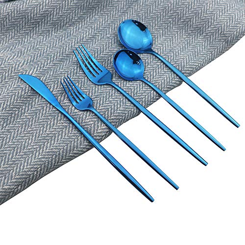 Shiny Blue Silverware Set (Service for 6 / Blue)