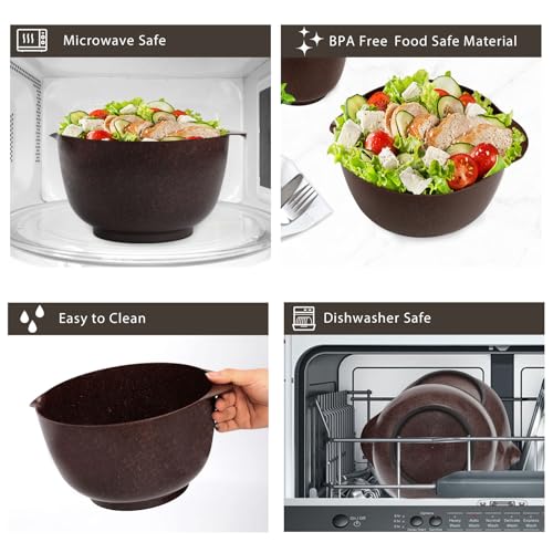 4.5 Quart Large Plastic Mixing Bowls (Brown)