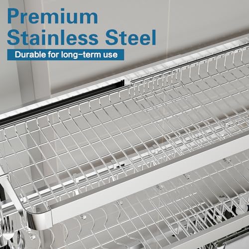 Over The Sink Dish Drying Rack (Silver / 3 Tier Style B)
