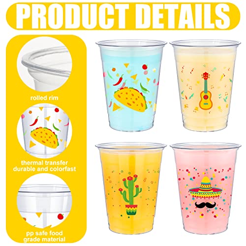 200 Pcs 12oz Fiesta Cup Mexican Disposable Plastic Margarita Glasses