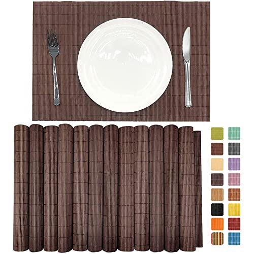 12 Pack Bamboo Placemats (Chocolate / Set of 12)