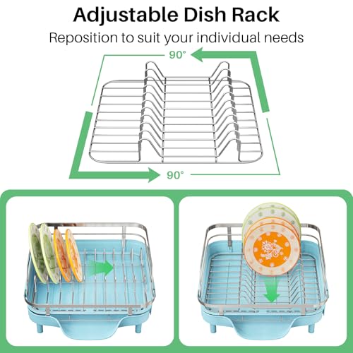 Expandable Dish Drying Rack for Small Kitchen Counter (Blue)