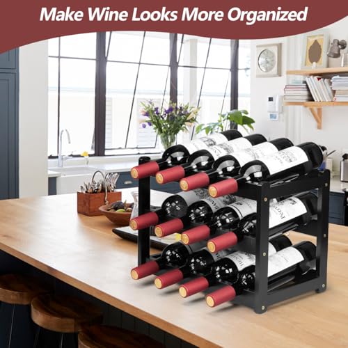 Bamboo Wine Rack (3 Tier Black)