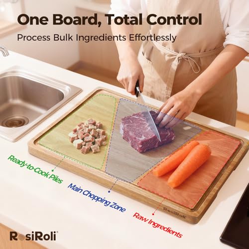 Large Acacia Wood Cutting Board for Kitchen (17"L x 12"W)
