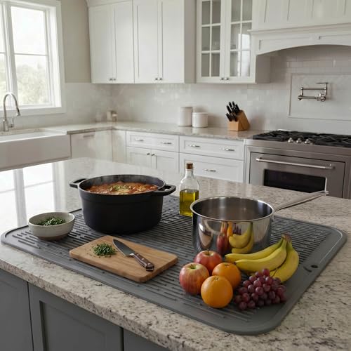 Silicone Dish Drying Mat for Multiple Usage (Gray / 24"L x 18"W)
