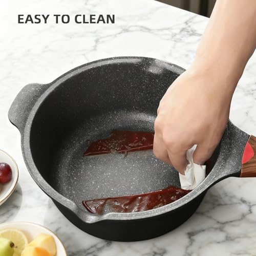 4QT Sauce Pan & 12.5IN Skillet Set with Lids (Black / 4 Quarts + Skillet)