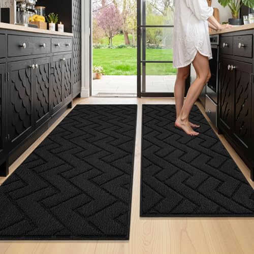 Kitchen Runner Rug (Black / 20"x48"+20"x59")