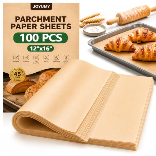 100 PCS Parchment Paper Baking Sheets (Unbleached / 12" x 16" -100 Pack)