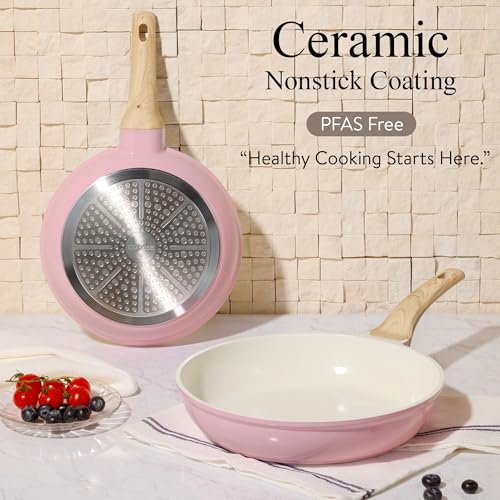 21pcs Ceramic Cookware Set (Pink / 21 Piece)