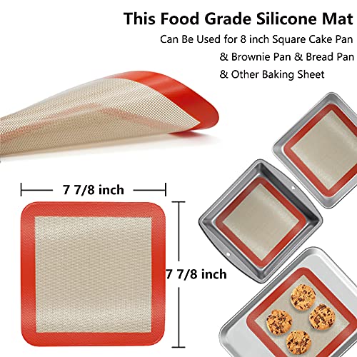 Silicone Baking Mats for 8 inch Square Cake Pan (Bright Orange / 8"L x 8"W)