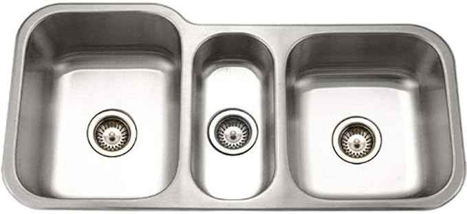 Houzer MGT-4120-1 Medallion Gourmet Series Undermount Stainless Steel Triple Bowl Kitchen Sink