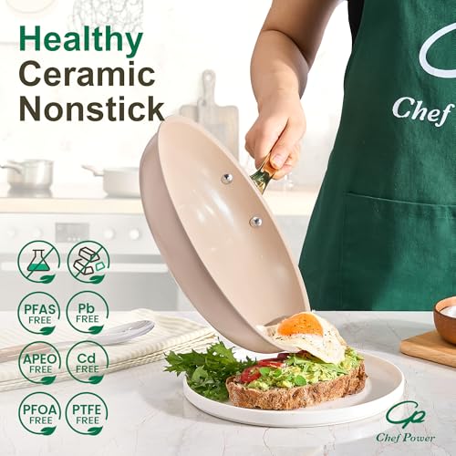Ceramic Cookware Sets (Taupe / 10 Pcs Set)