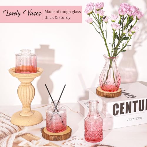 Set of 36 Glass Bud Vases Small Flower Vases for Centerpieces (Pink)