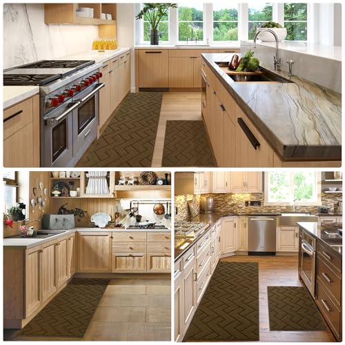 Kitchen Runner Rug (Dark Brown / 20"x59"+20"x32")
