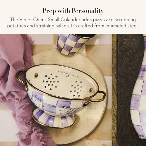 Enamel Colander (Small / Violet Check)