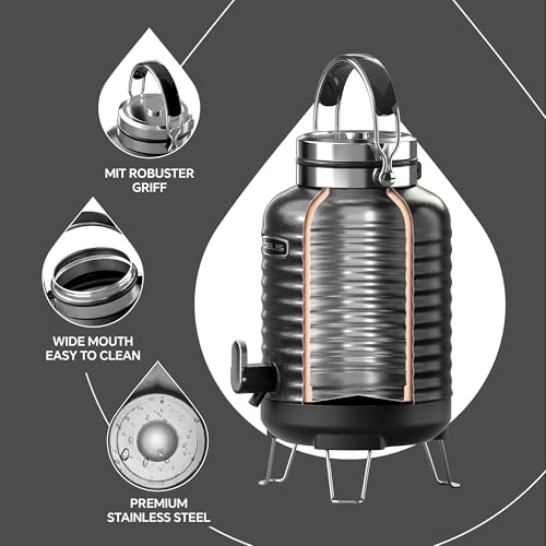 Insulated Beverage Dispenser 1.4gal (Black for camping / 179.2 Ounces)