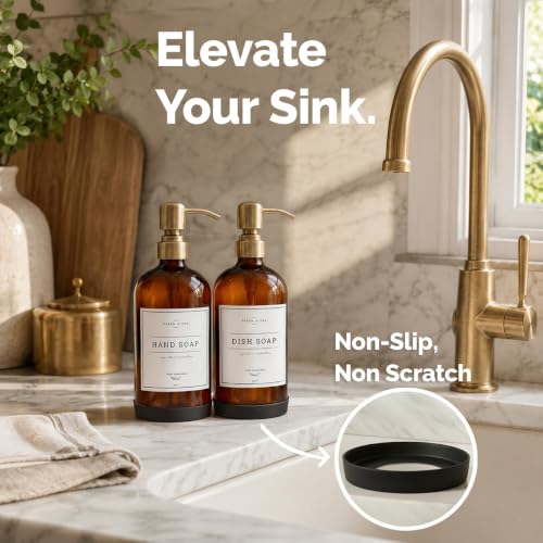 Amber Glass Soap Dispenser (Amber Bottle / Brushed Brass Pump)
