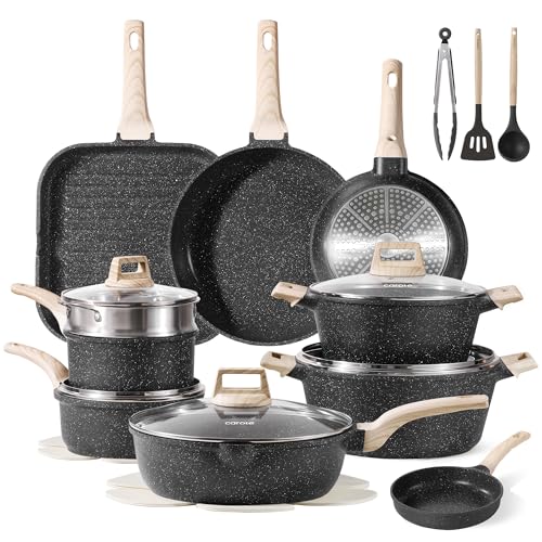 26pcs Nonstick Pots and Pans Set (Classic Black / 26 Piece)