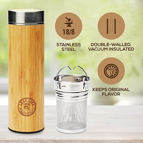 Premium Bamboo Tea Tumbler with Infuser for Loose Leaf Tea (17 Ounces)