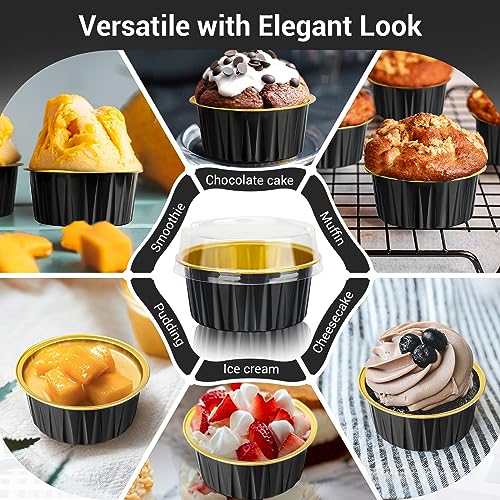 Aluminum Baking Cups (Black&Gold / 120pcs)