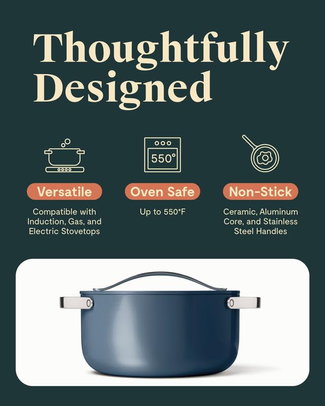 Non Stick Ceramic Dutch Oven Pot with Lid (Navy)