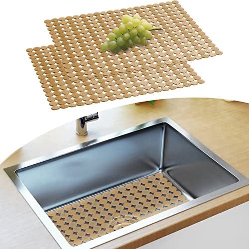 2Pack Adjustable Sink Protector Mats (Amber)