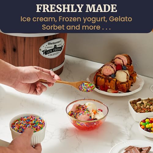 EIM418 4Qt Old Fashioned Walnut Wood Bucket Ice Cream Maker (Walnut)