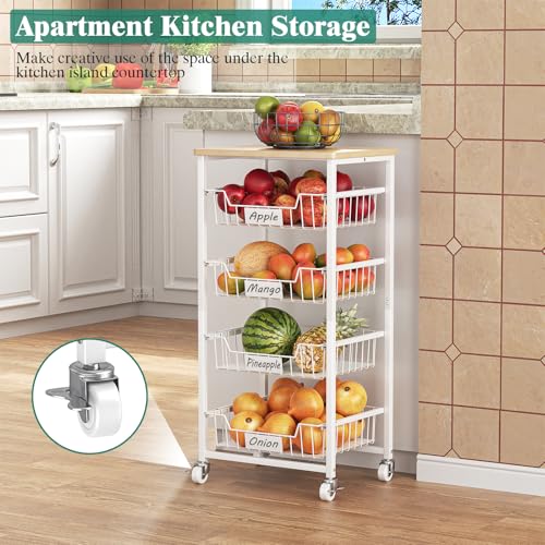 Fruit Vegetable Basket for Kitchen Pantry Storage Organizer (5 Tier / White)