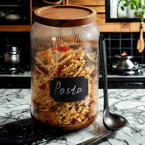 Striped Borosilicate Glass Airtight Canisters (1 Gallon (Striped 2 pack))