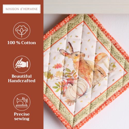 Pot Holders 100% Cotton Potholders (066 - Pumpkin Passion / 8" x 8" (Pot Holder Pack of 1))