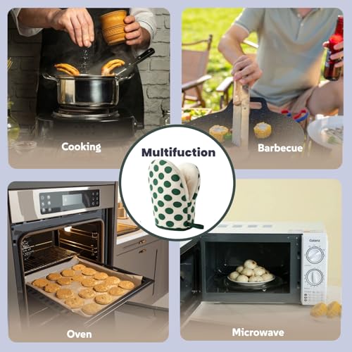 1 Pair Mini Oven Mitts (Dotgreen)