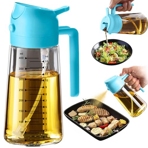 16oz 470ml Glass Olive Oil Sprayer for Cooking (Sky Blue)